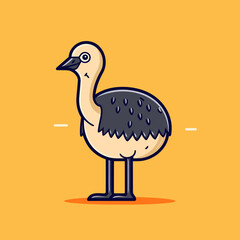 Naklejka premium Ostrich hand-drawn kids comic illustration. Cute vector doodle style cartoon illustration