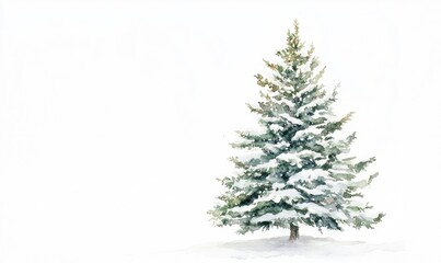 Obraz premium A Christmas tree is painted on a white background