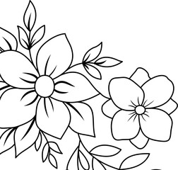 Floral Corner Line Art