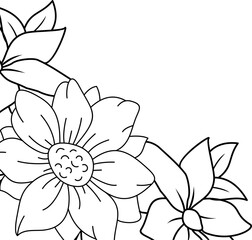 Floral Corner Line Art