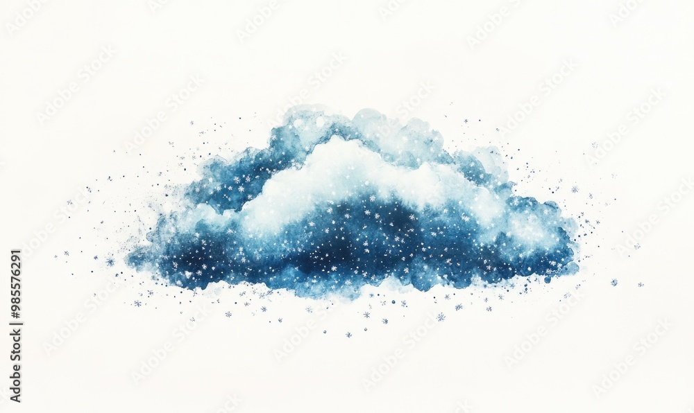 Canvas Prints a blue cloud with white snowflakes