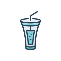 Color illustration icon for glass with straw
