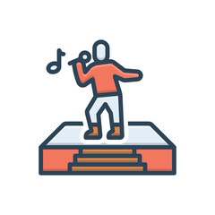 Color illustration icon for singing