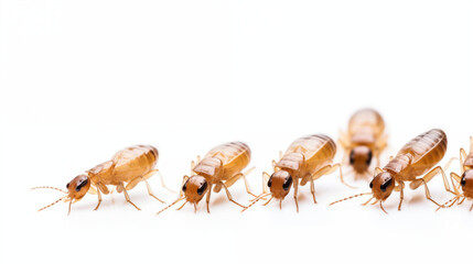 Closeup of Termites on White Background