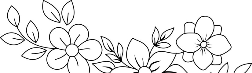 Decorative Floral Border Line Art