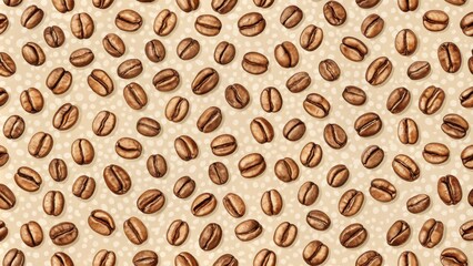 Obraz premium Seamless pattern of coffee beans on a light background