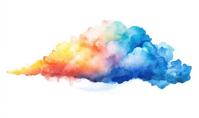 A colorful cloud with a yellow, orange, and blue stripe