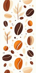 Obraz premium Simple pattern featuring coffee beans in earthy tones on a white background, perfect for modern design and cafe themes