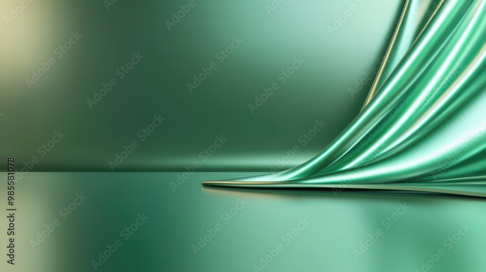 Poster elegant green metallic texture with a subtle sheen and soft reflections, creating a sophisticated an