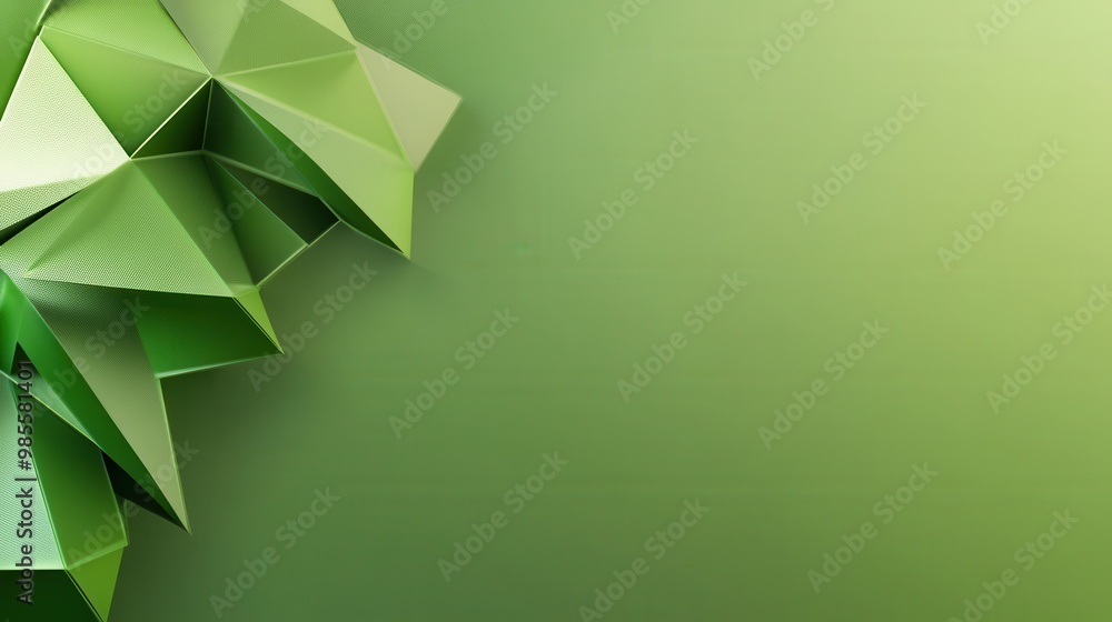 Poster elegant green polygonal background featuring soft edges and intricate details, offering a sophistica