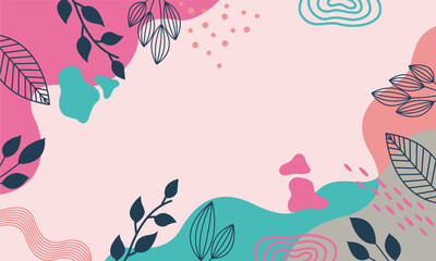 Flat abstract floral leaves background