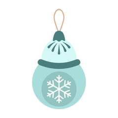 Christmas tree decorations, cartoon xmas holiday toys. Winter holidays cute tree elements, balls and toys. New Year decorations