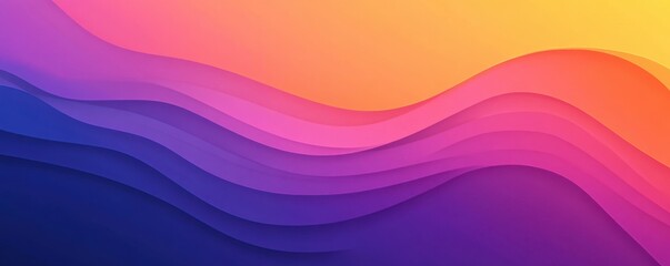 Vibrant purple and orange gradient background with dynamic wave patterns