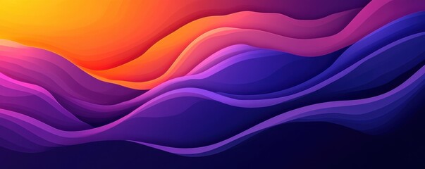 Fototapeta premium Vibrant purple and orange gradient background with abstract wavy layers creating a dynamic and colorful digital design
