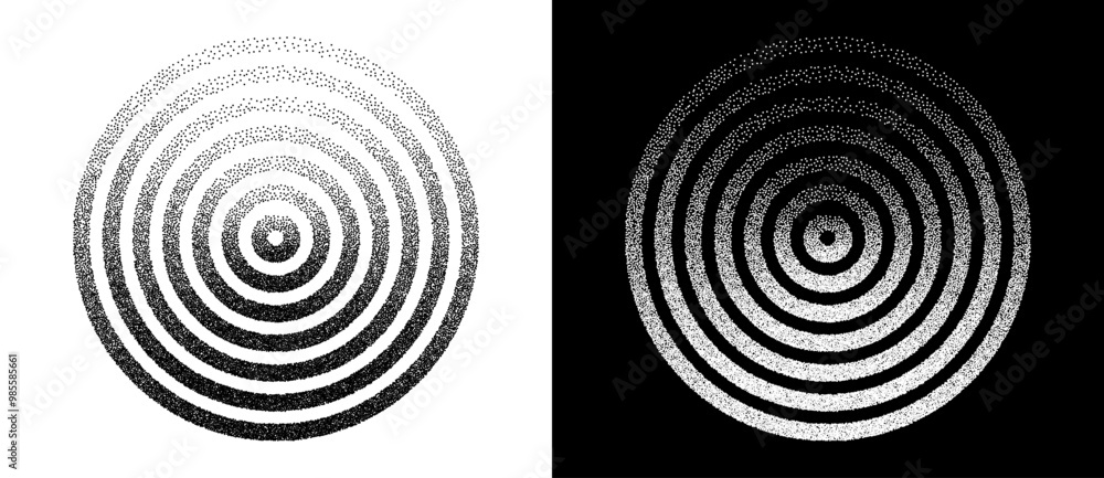 Fototapete abstract background with dotted circles. black shapes on a white background and the same white shape