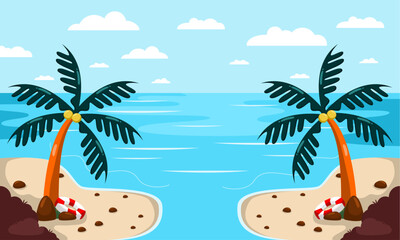 Summer beach scene vector background