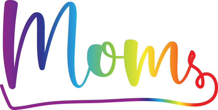 Mother's day - illustration of mom text , mom gradient text