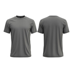 A 3D rendered gray t-shirt psd mockup isolated on a transparent background