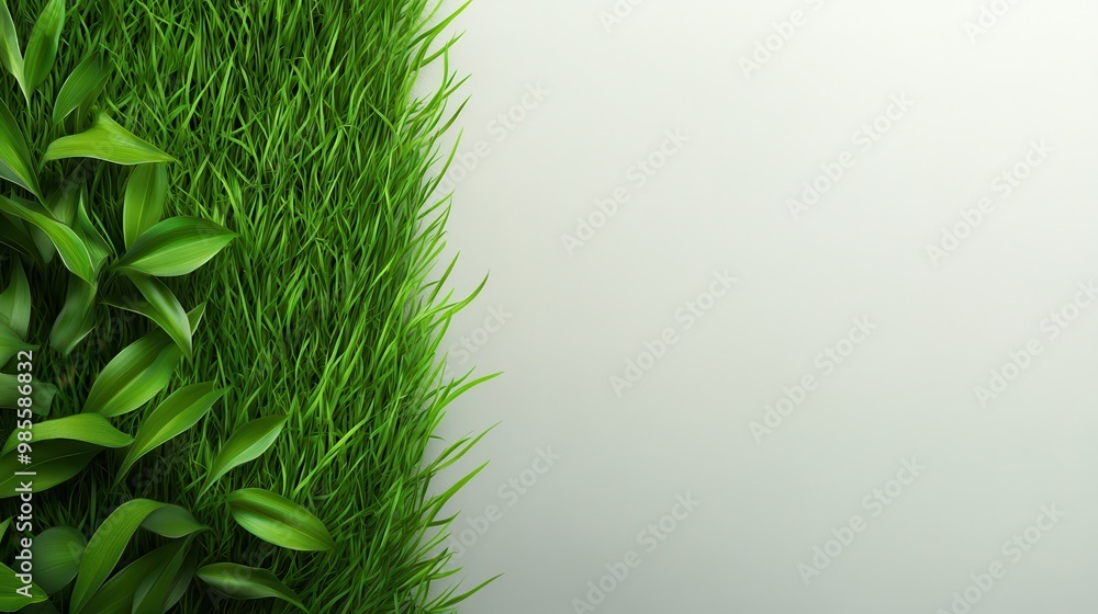 Poster Freshly mowed green grass creating a clean and crisp background, perfect for adding text or graphics