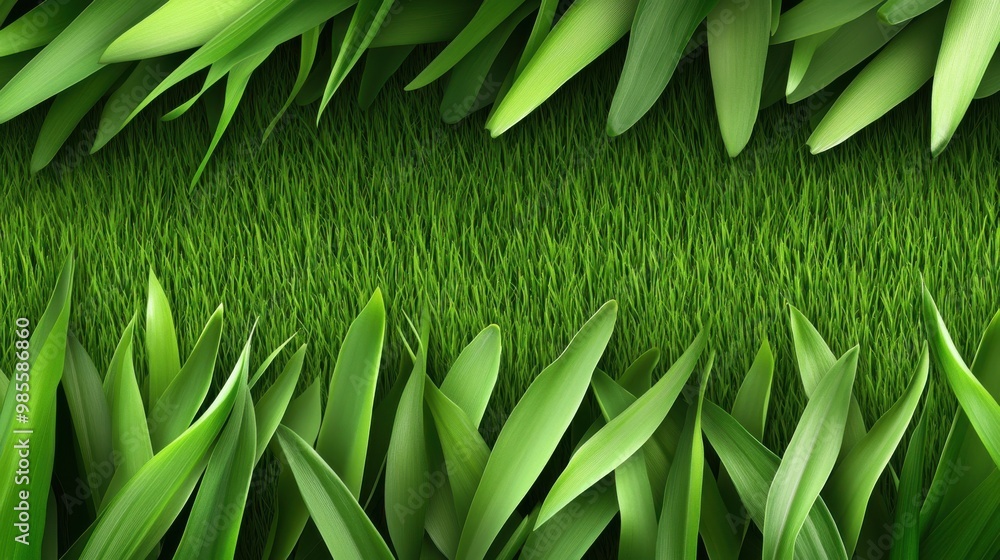 Poster freshly mowed green grass creating a clean and crisp background, perfect for adding text or graphics