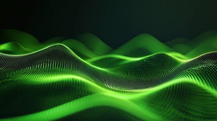 rendering 3d wave dynamic background dots green futuristic flow technology abstract datum innovation sound illustration business digital music dot texture science pattern grid techno