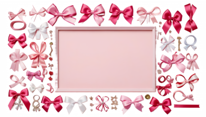  ribbons bows frame pink frame border bow ribbon vintage watercolor hand-drawn wedding birthday holiday romance mother's day celebration invitation decor design drawing frame border bow ribbon