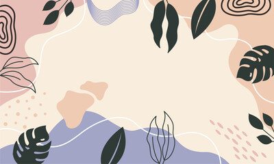 Flat abstract floral leaves background