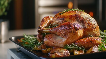 Fototapeta premium Thanksgiving trend, slow-cooking methods, tender and flavorful offers a relaxed approach to preparing the holiday feast