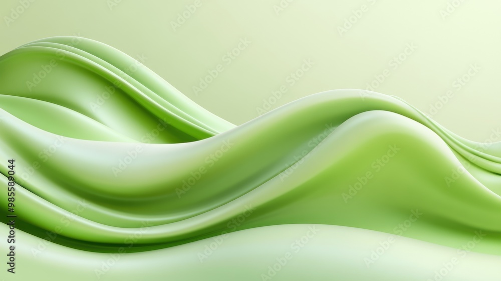 Poster gentle green wave patterns with a fluid design and soft transitions, ideal for a sophisticated and e