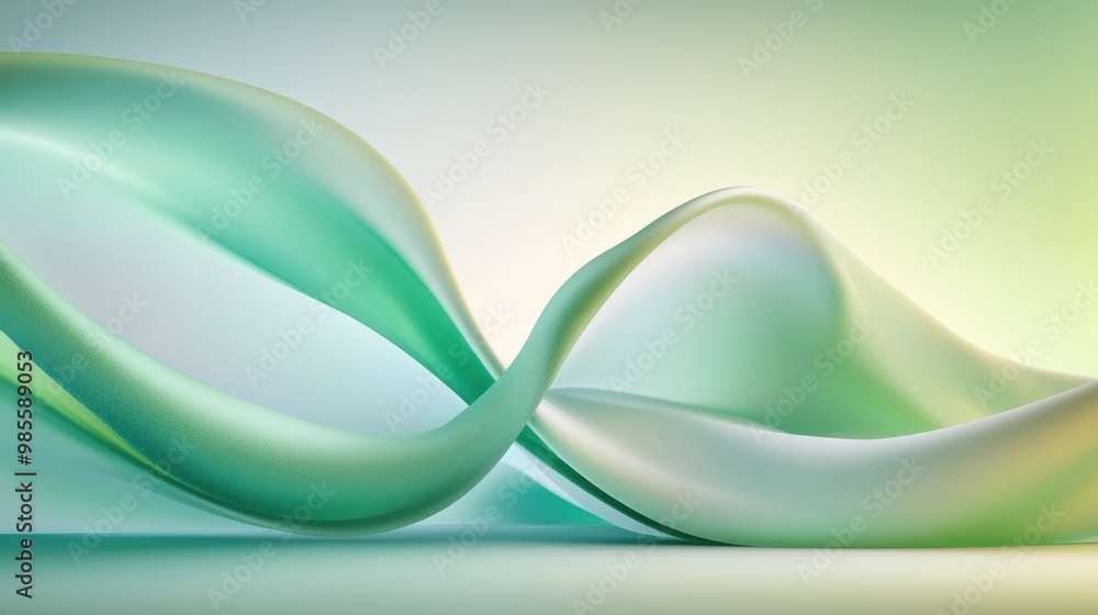 Poster gentle green wave patterns with a fluid design and soft transitions, ideal for a sophisticated and e