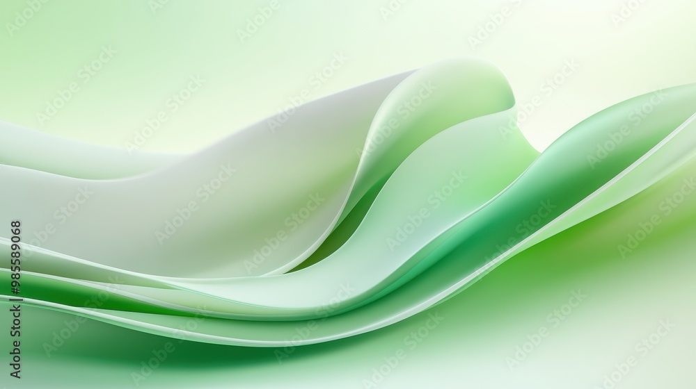 Poster gentle green wave patterns with a fluid design and soft transitions, ideal for a sophisticated and e