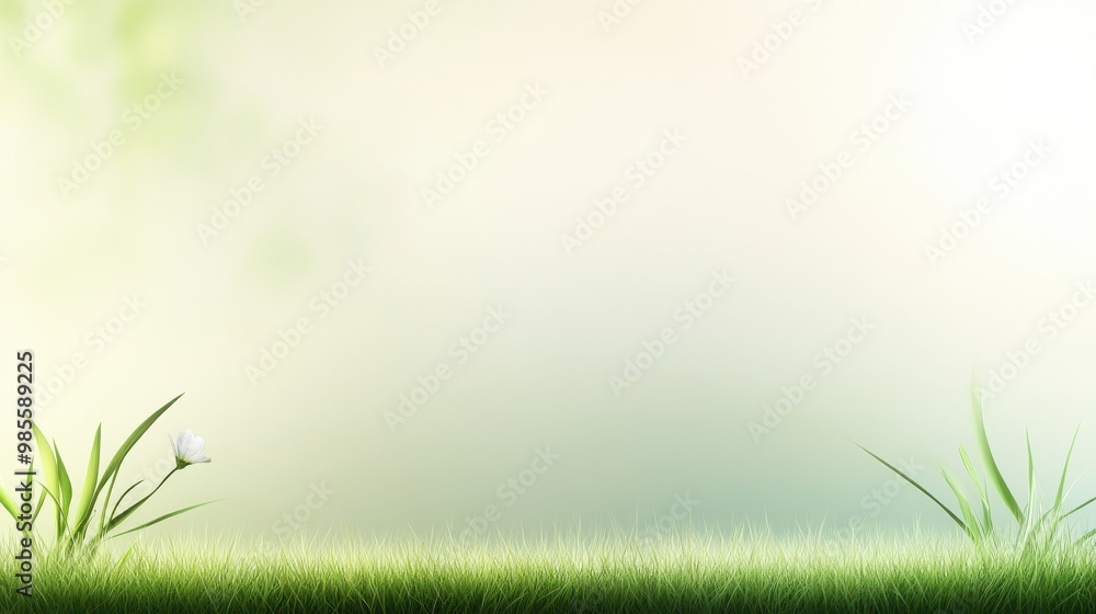 Poster gentle, rolling green grass with a subtle gradient for a soothing, natural background with ample spa