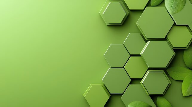 Geometric green pattern background with hexagonal shapes in varying green tones, creating a modern and vibrant look.