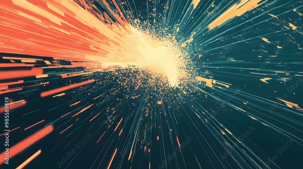 Aufkleber An abstract illustration of an AI network expanding across the globe, with intense bright lines representing its rapid growth, creating a sense of fearful excitement.