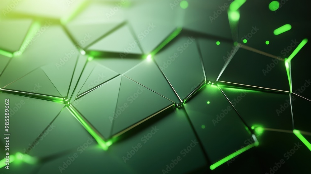 Poster geometric green polygonal background with interlocking patterns and smooth transitions, perfect for 