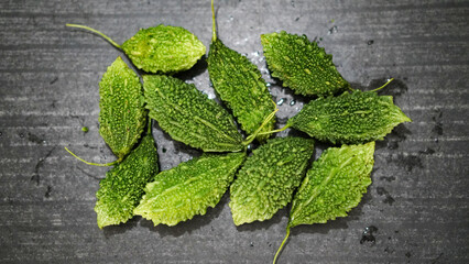 Bitter melon (Momordica charantia), bitter gourd. 
