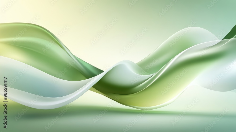 Poster green abstract background with smooth, flowing lines and subtle gradients, evoking a sense of calm a