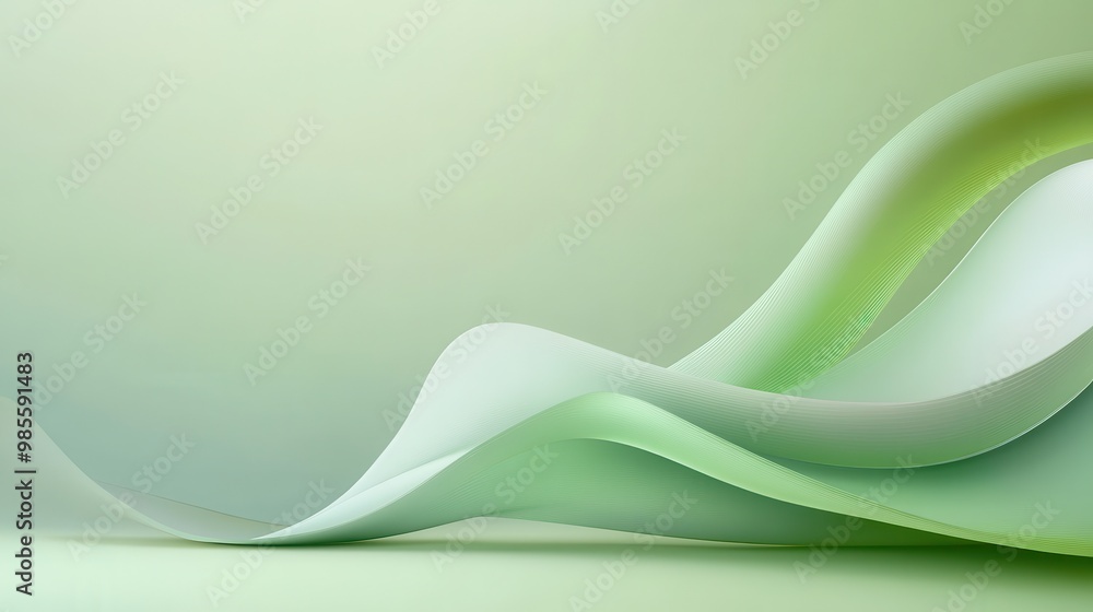 Poster green abstract background with smooth, flowing lines and subtle gradients, evoking a sense of calm a