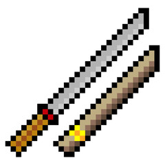 Katana sword in pixel art style