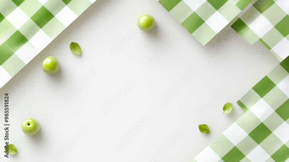 Poster green and white checkered background with subtle texture, creating a fresh and classic design.
