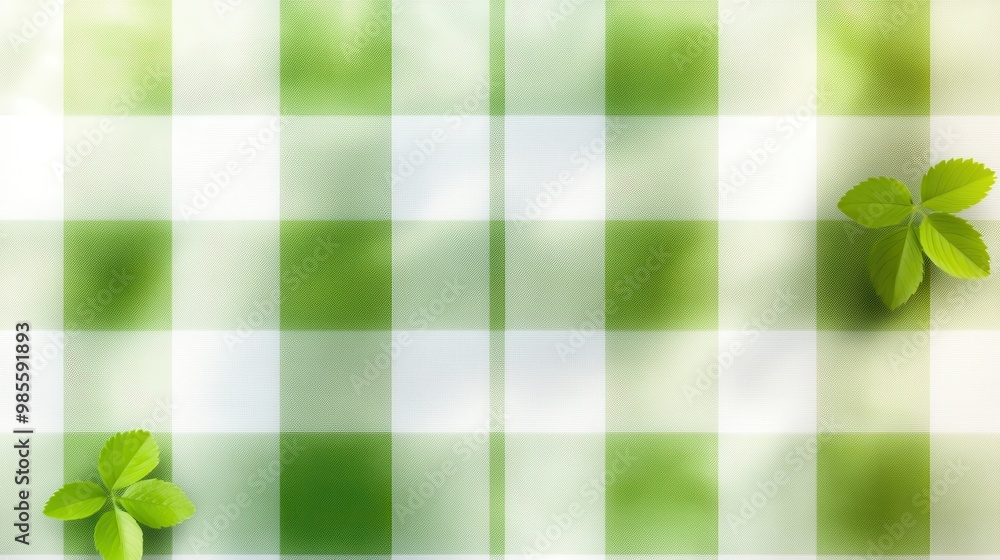 Poster green and white checkered background with subtle texture, creating a fresh and classic design.
