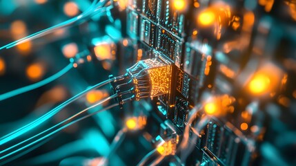 A photo of a miniature AI infrastructure model with glowing data cables and servers, creating a sense of excitement and innovation in machine learning.