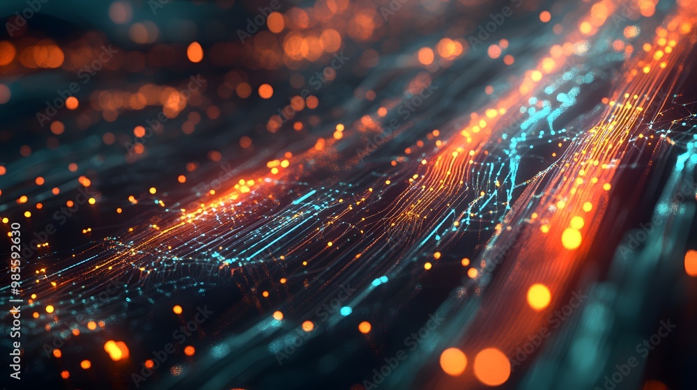 Aufkleber A detailed digital illustration of an AI infrastructure, with bright, glowing data pathways and neural networks, creating an exciting representation of innovation.