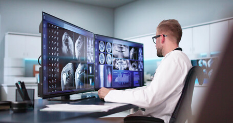 Doctor Screening Knee Bone X Ray