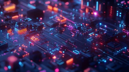 A vibrant diorama of AI infrastructure, with glowing neural networks and data streams connecting servers in a visually exciting display of innovation.