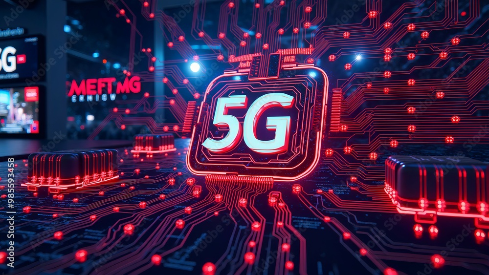 Wall mural 5g technology chip