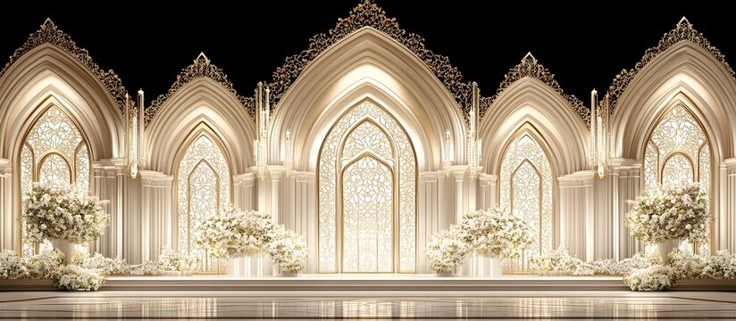 Magnificent Geometric Arched Backdrop for Luxurious Event Decor and Ceremonial Aesthetics