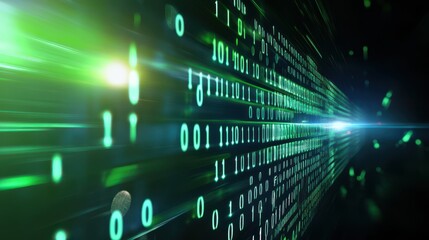 Green digital code background with binary numbers streaming down the screen, evoking a cyberpunk or tech vibe.