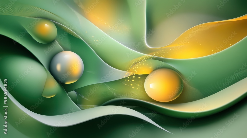 Poster green fractal backdrop with complex patterns and vivid effects, perfect for an innovative and visual