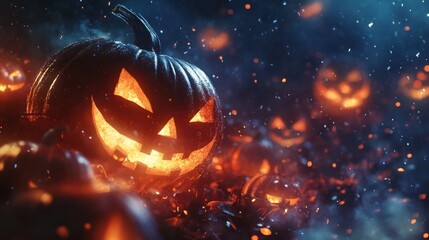 a halloween background with pumpkins